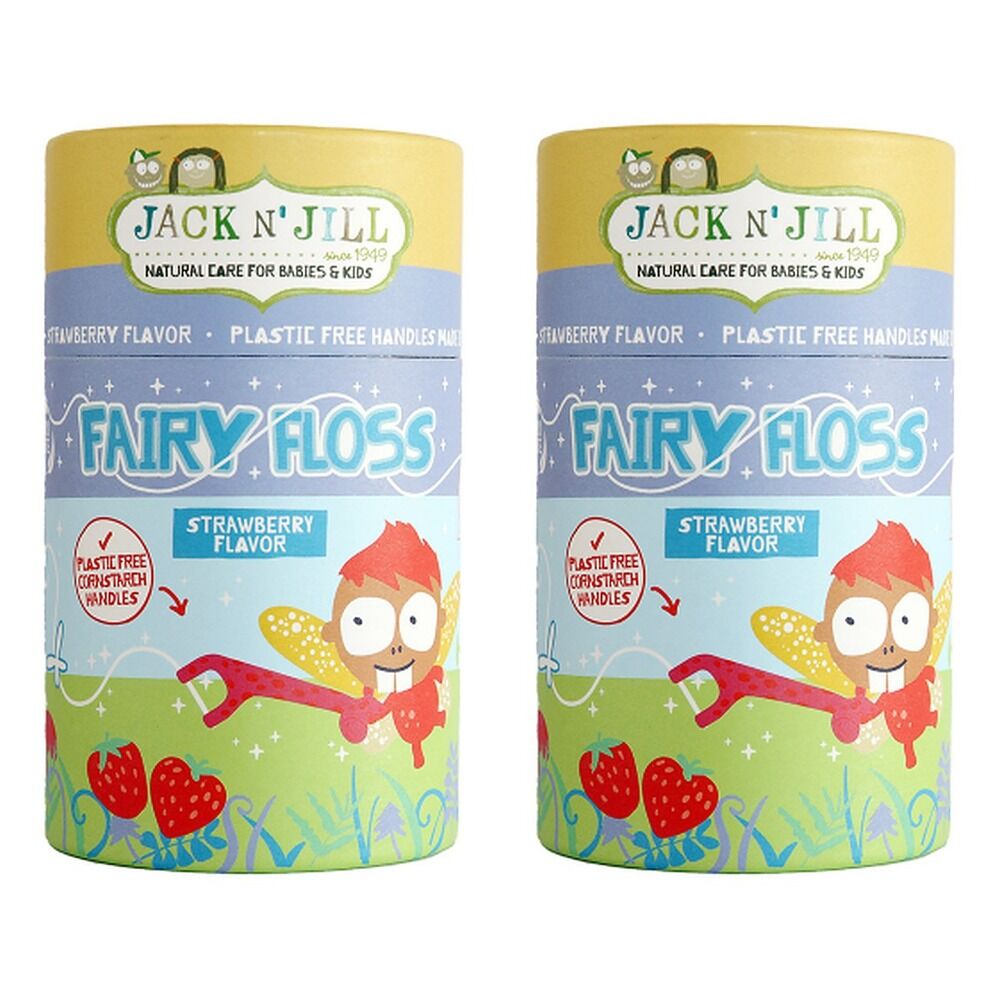 Jack N' Jill Kids Biodegradable Floss Picks Fairy Floss 30 Pack Bundle of 2