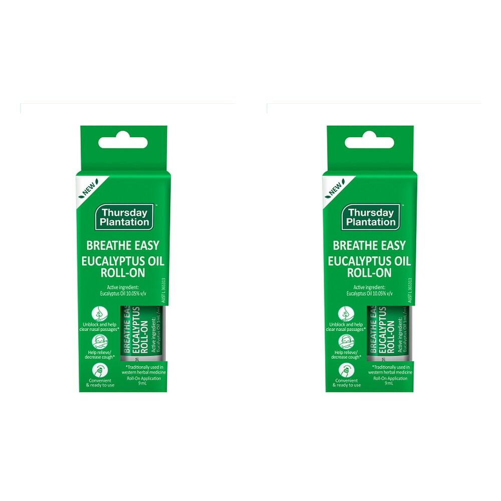 Thursday Plantation Breathe Easy Eucalyptus Oil Roll-On 9mL Pack of 2