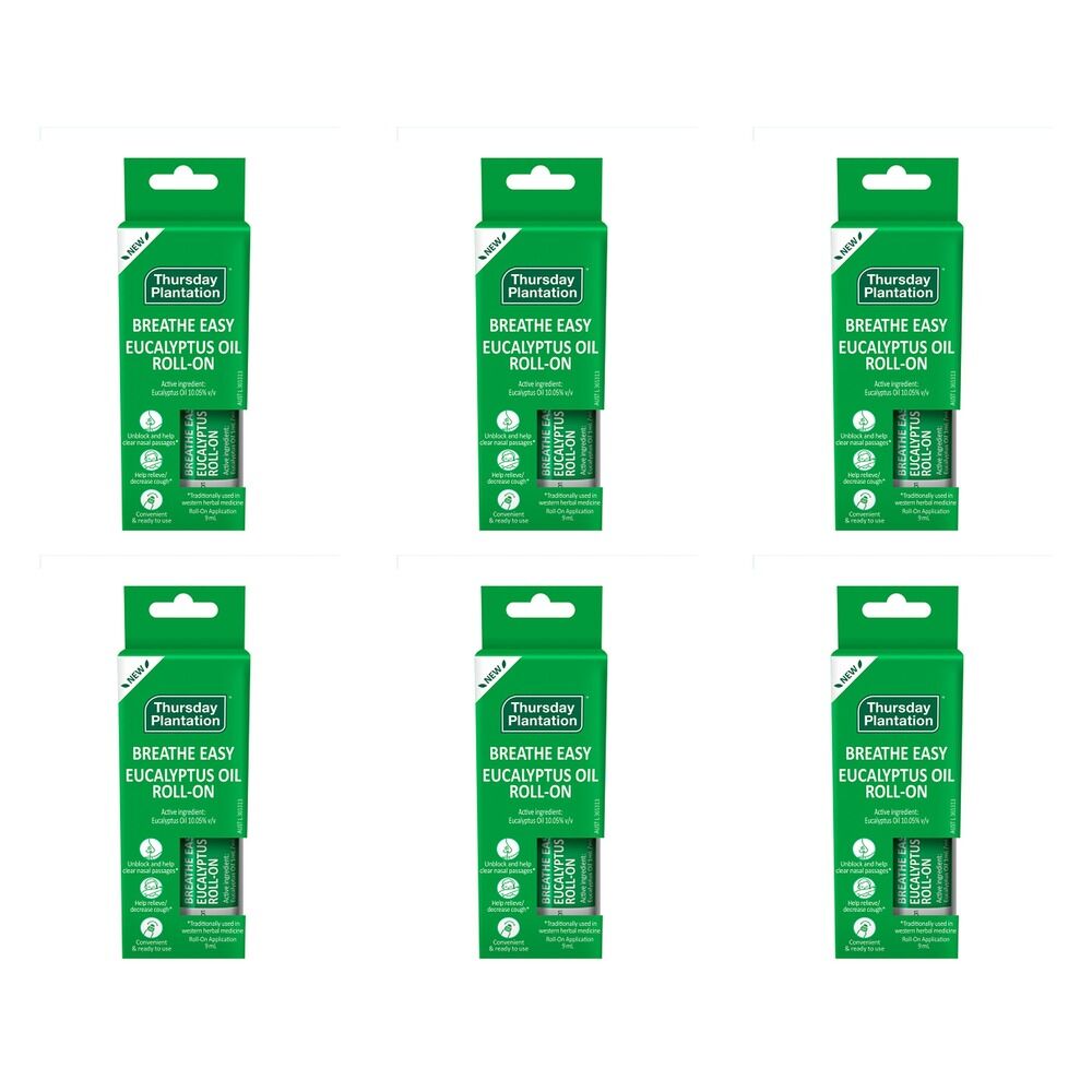 Thursday Plantation Breathe Easy Eucalyptus Oil Roll-On 9mL Pack of 6