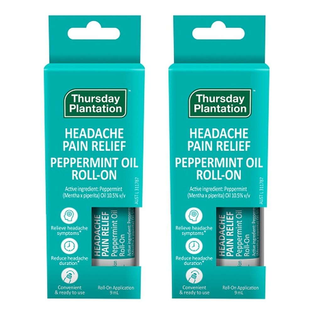 Thursday Plantation Headache Relief Peppermint Oil Roll-On 9mL Pack of 2