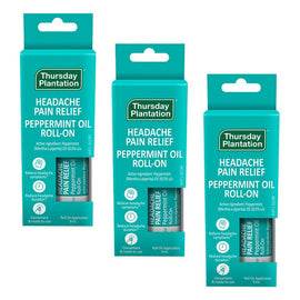 Thursday Plantation Headache Relief Peppermint Oil Roll-On 9mL Pack of 3