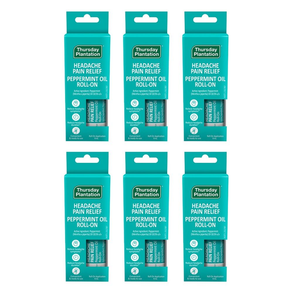 Thursday Plantation Headache Relief Peppermint Oil Roll-On 9mL Pack of 6