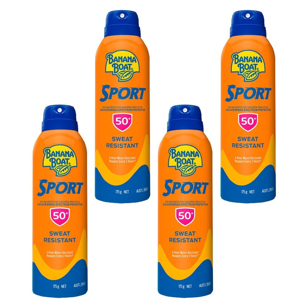 Banana Boat Sport SPF 50+ Clear Spray Sunscreen 175g Pack of 4