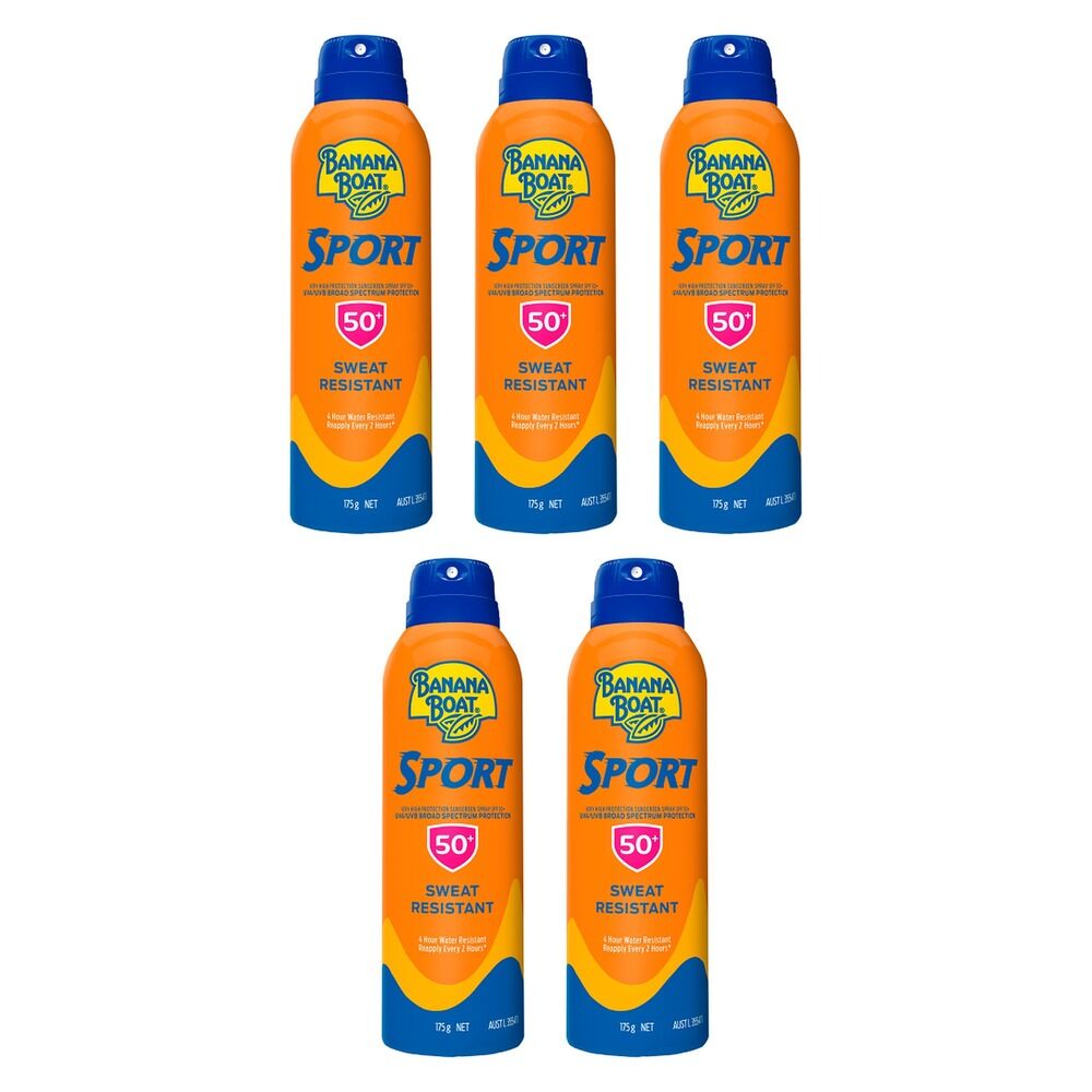 Banana Boat Sport SPF 50+ Clear Spray Sunscreen 175g Pack of 5