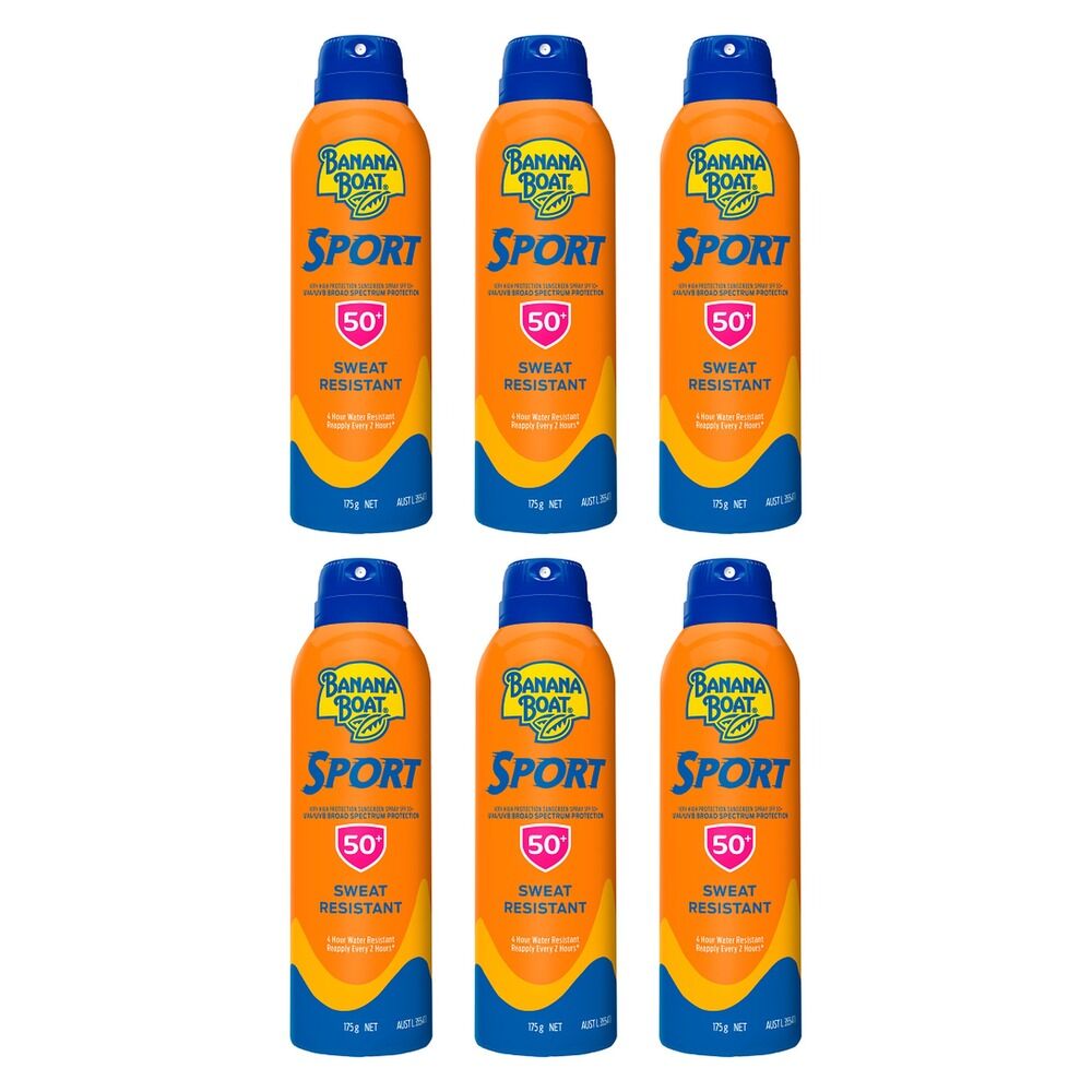 Banana Boat Sport SPF 50+ Clear Spray Sunscreen 175g Pack of 6