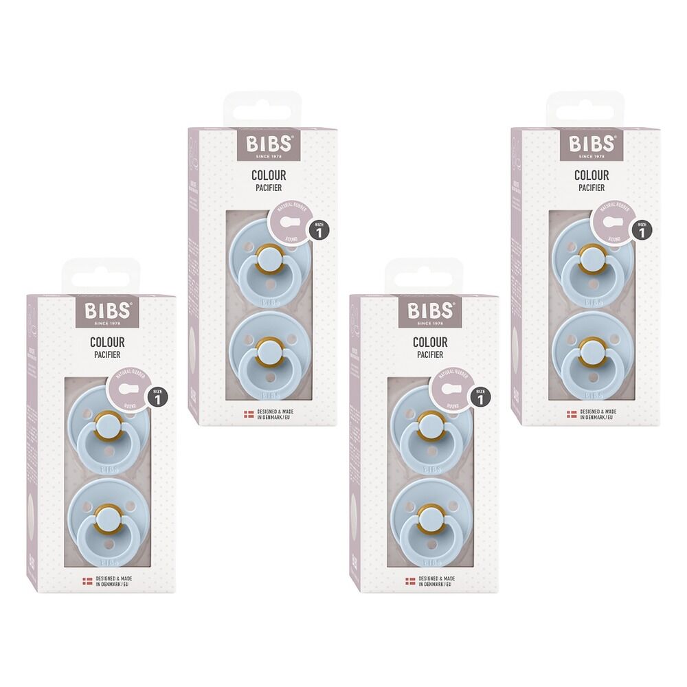 Bibs Colour Pacifier Baby Blue Size 1 2 Pack Bundle of 4