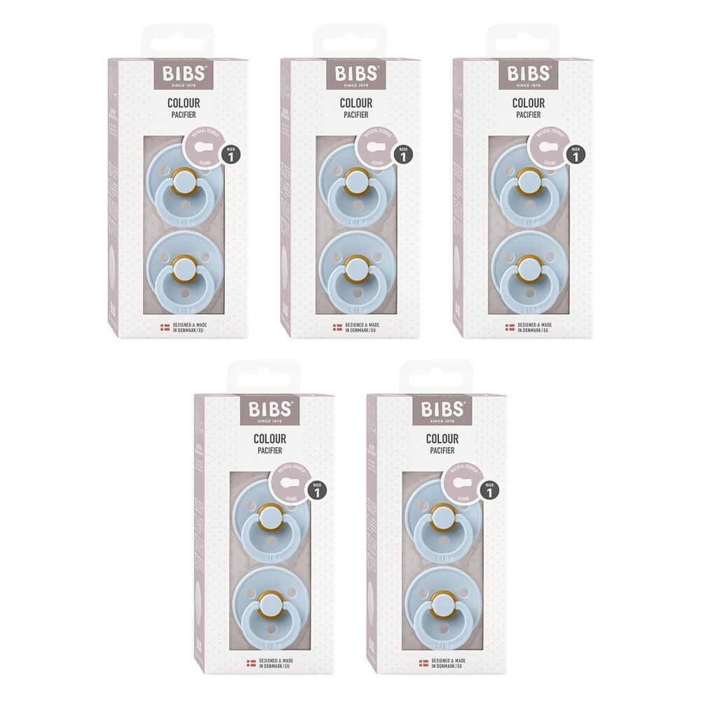 Bibs Colour Pacifier Baby Blue Size 1 2 Pack Bundle of 5
