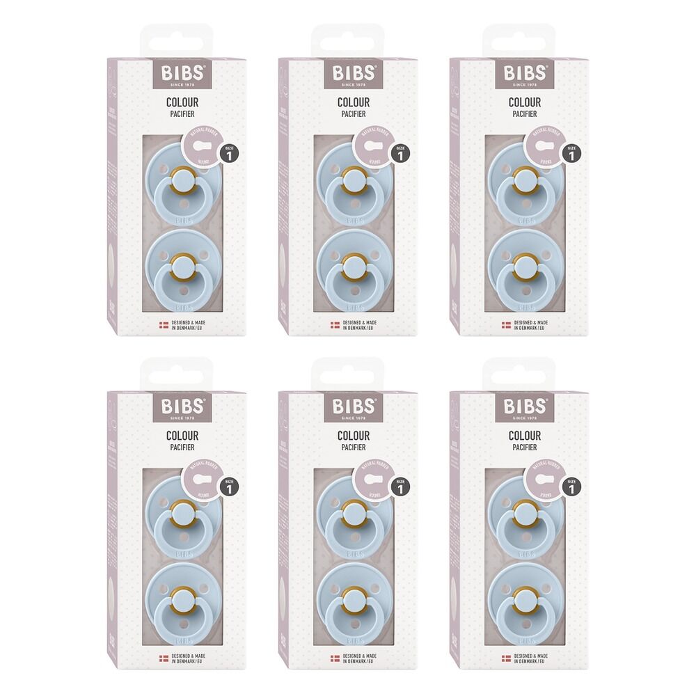 Bibs Colour Pacifier Baby Blue Size 1 2 Pack Bundle of 6
