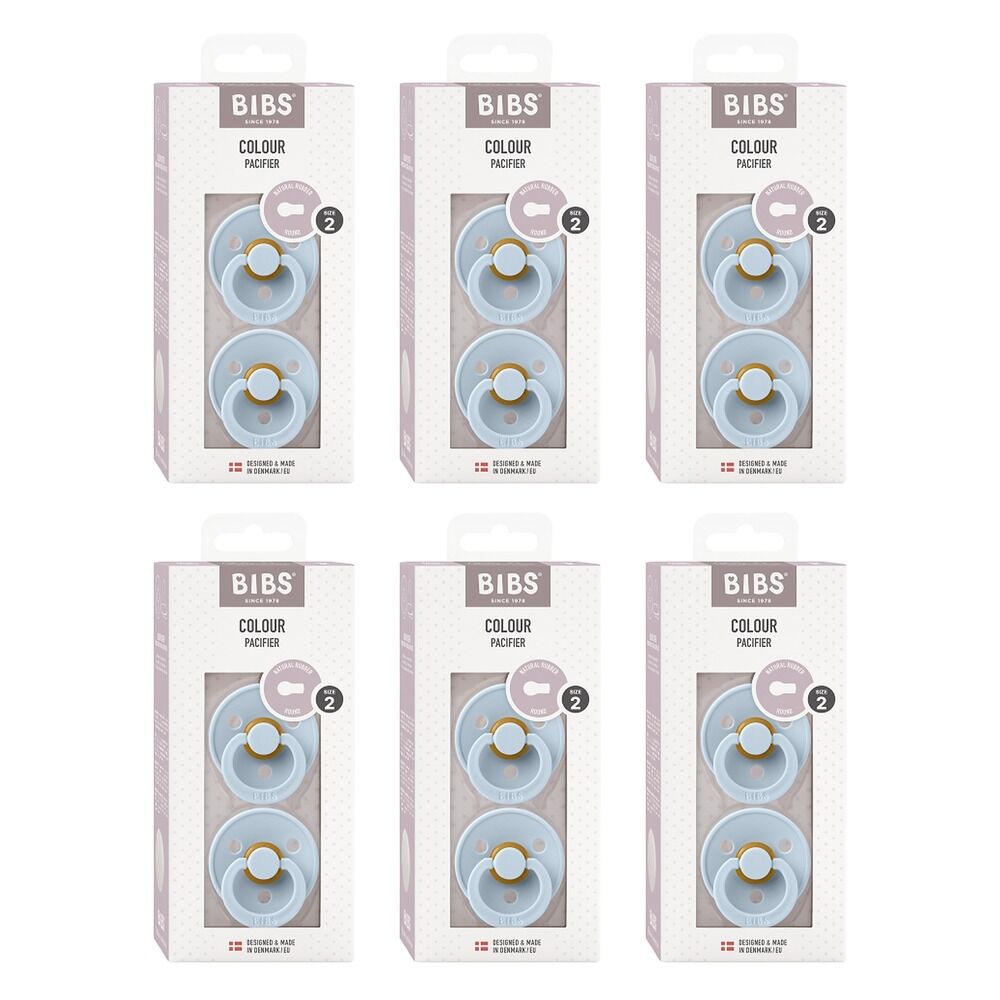 Bibs Colour Pacifier Baby Blue Size 2 2 Pack Bundle of 6
