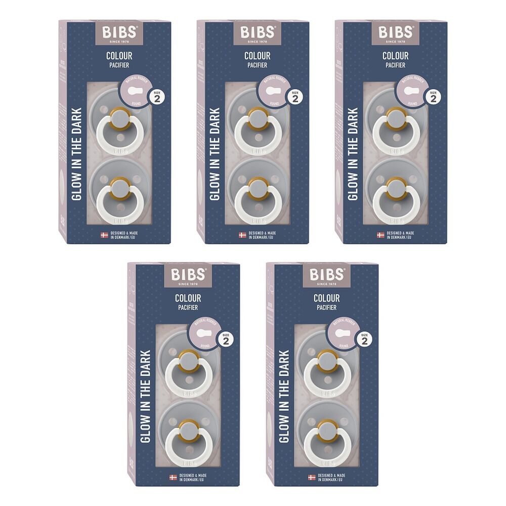 Bibs Colour Pacifier Glow in the Dark Cloud Size 2 2 Pack Bundle of 5