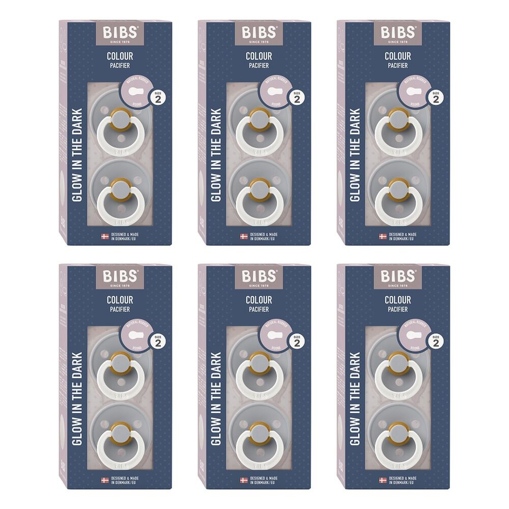 Bibs Colour Pacifier Glow in the Dark Cloud Size 2 2 Pack Bundle of 6