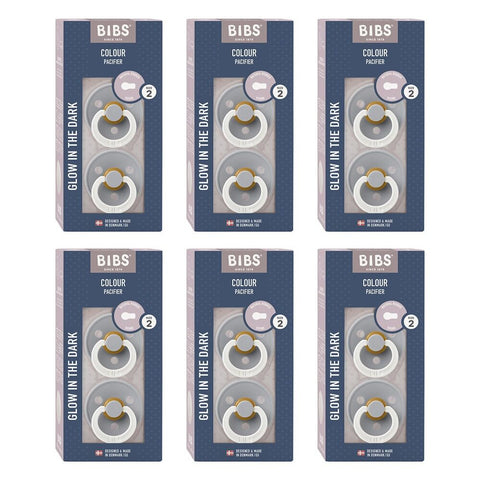 Bibs Colour Pacifier Glow in the Dark Cloud Size 2 2 Pack Bundle of 6