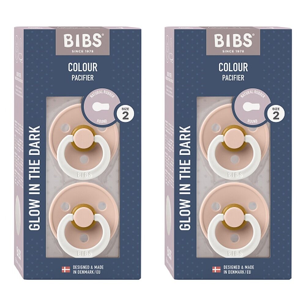 Bibs Colour Pacifier Glow in the Dark Blush Size 2 2 Pack Bundle of 2