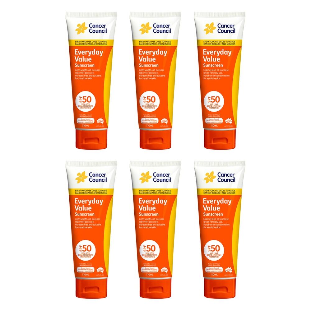 Cancer Council Everyday Value Sunscreen SPF 50+ 110mL Pack of 6