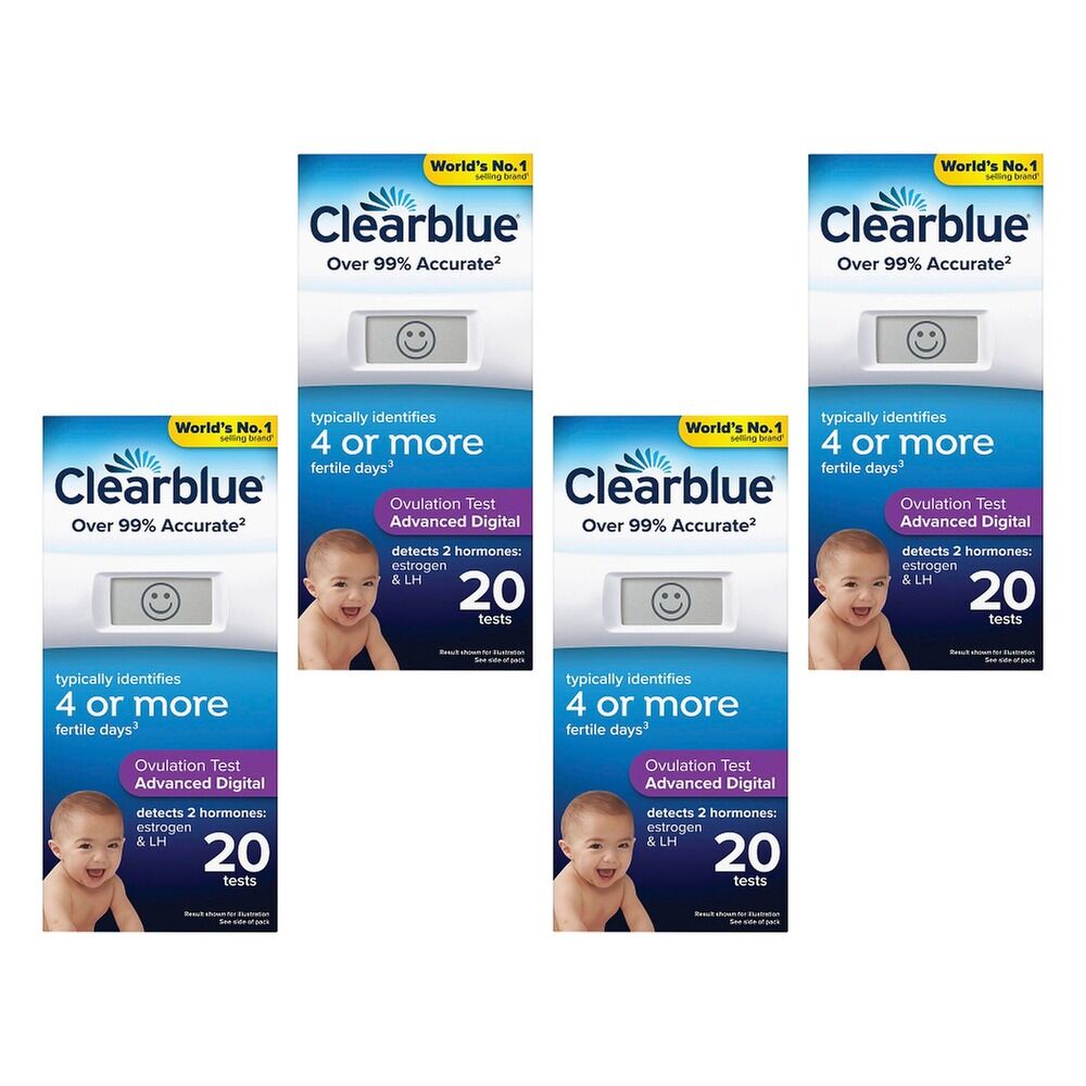 Clearblue Advanced Digital Ovulation Test 20 Pack Bundle of 4