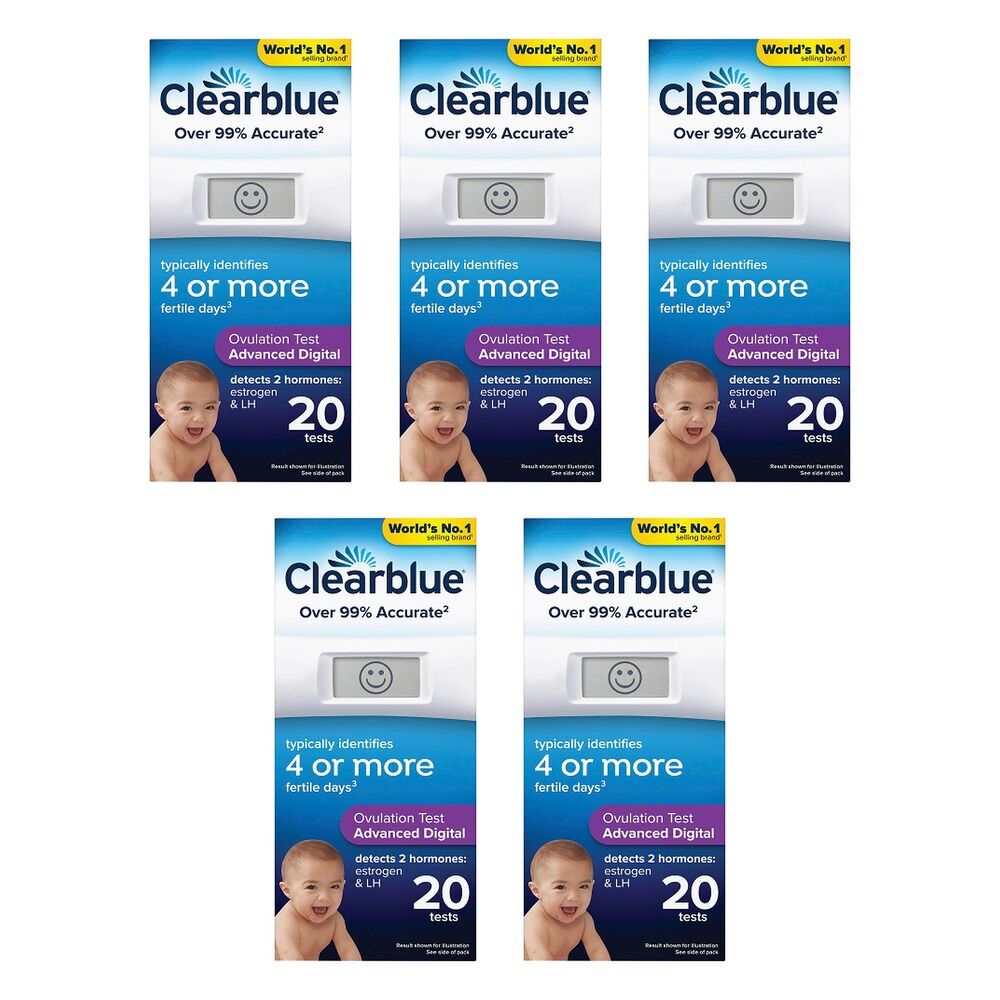Clearblue Advanced Digital Ovulation Test 20 Pack Bundle of 5
