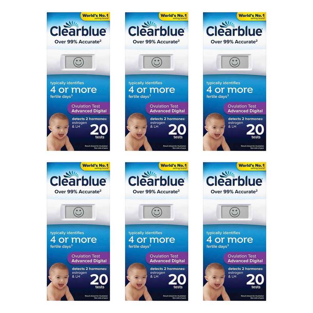 Clearblue Advanced Digital Ovulation Test 20 Pack Bundle of 6