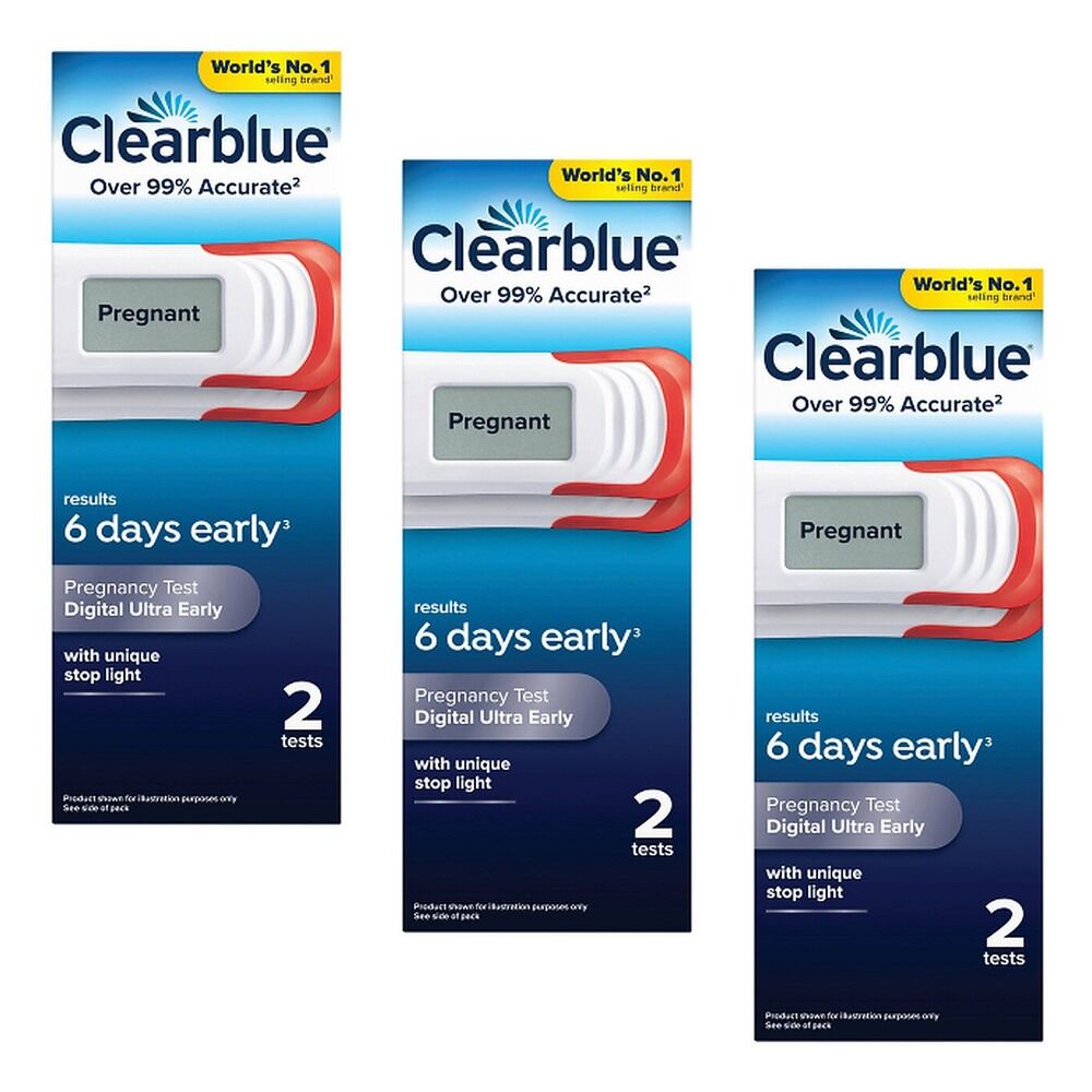 Clearblue Digital Ultra Early Pregnancy Test 2 Pack Bundle of 3