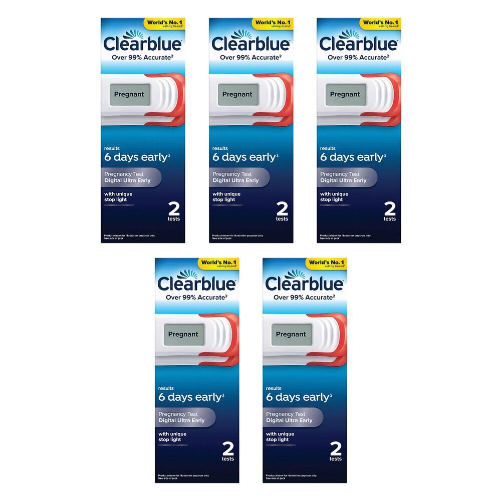 Clearblue Digital Ultra Early Pregnancy Test 2 Pack Bundle of 5