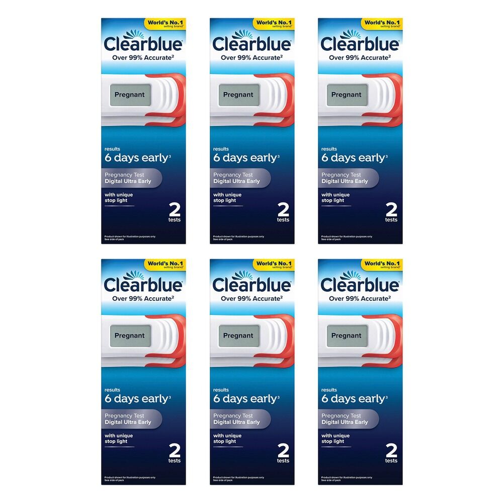 Clearblue Digital Ultra Early Pregnancy Test 2 Pack Bundle of 6