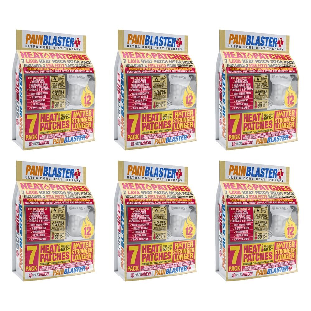 Pain Blaster Heat Patches 7 Pack with 2 Bonus Hand Warmers Bundle of 6
