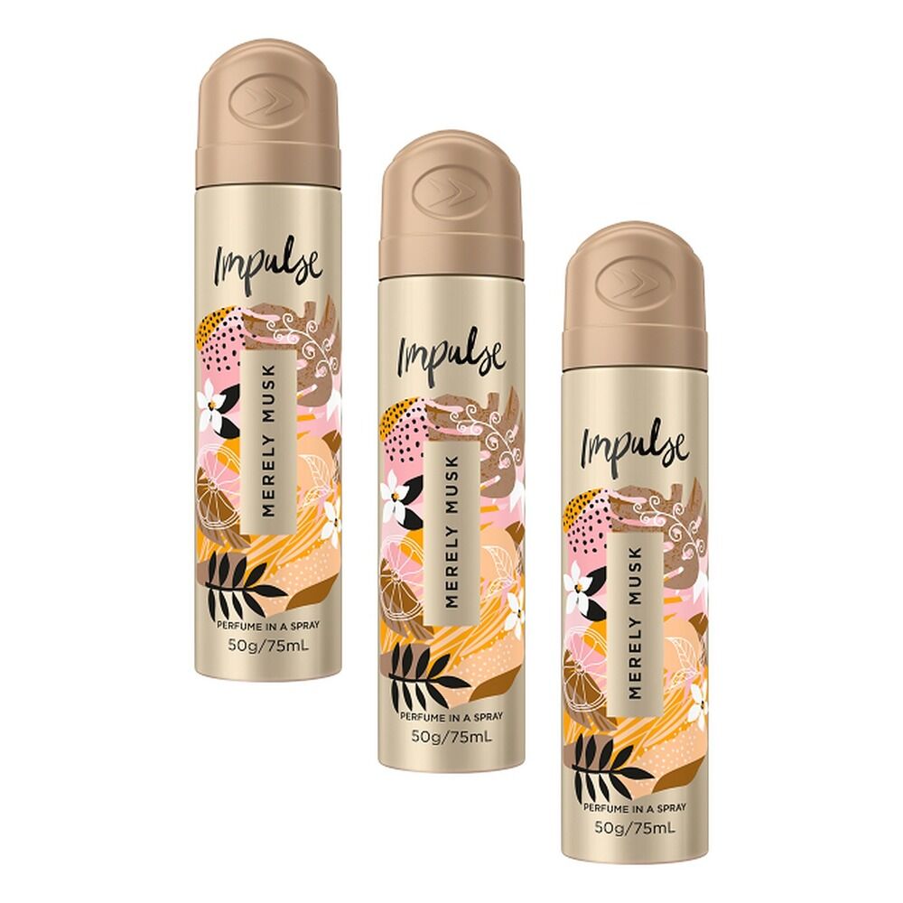 Impulse Body Spray Merely Musk 75mL Pack of 3