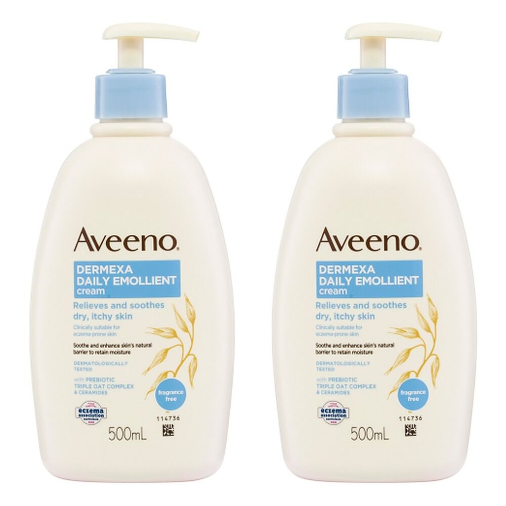 Aveeno Dermexa Daily Emollient Fragrance Free Body Cream 500mL Pack of 2