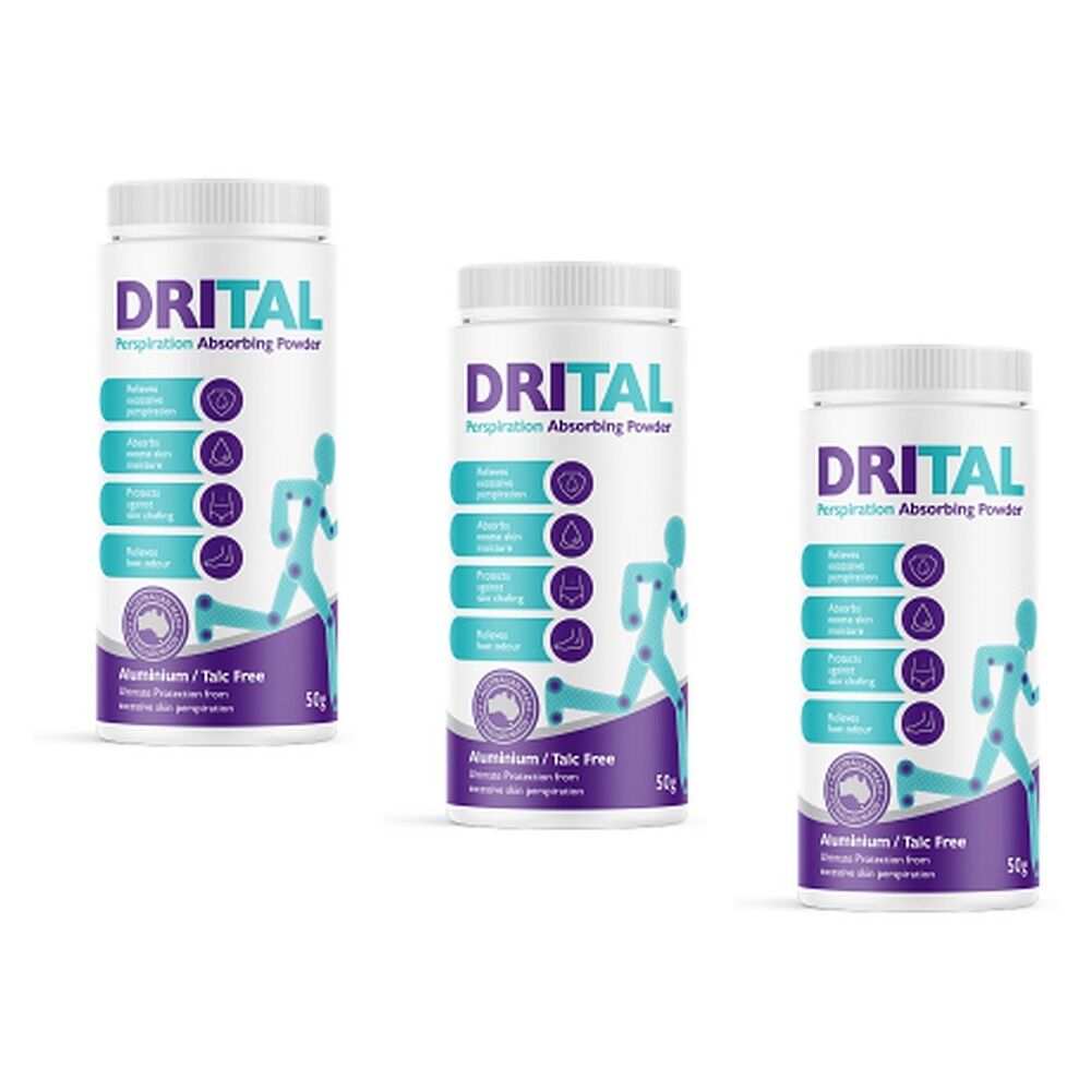 Drital Perspiration Absorbing Powder 50g Pack of 3