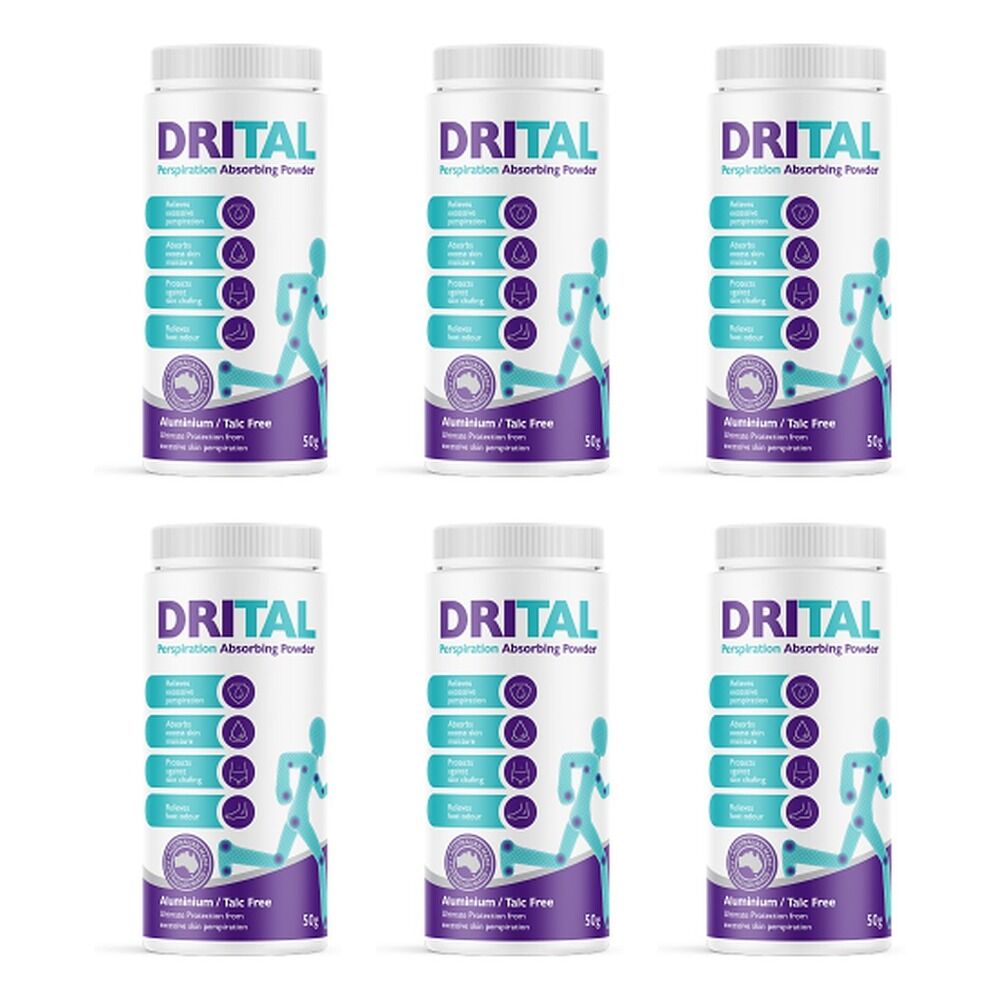 Drital Perspiration Absorbing Powder 50g Pack of 6