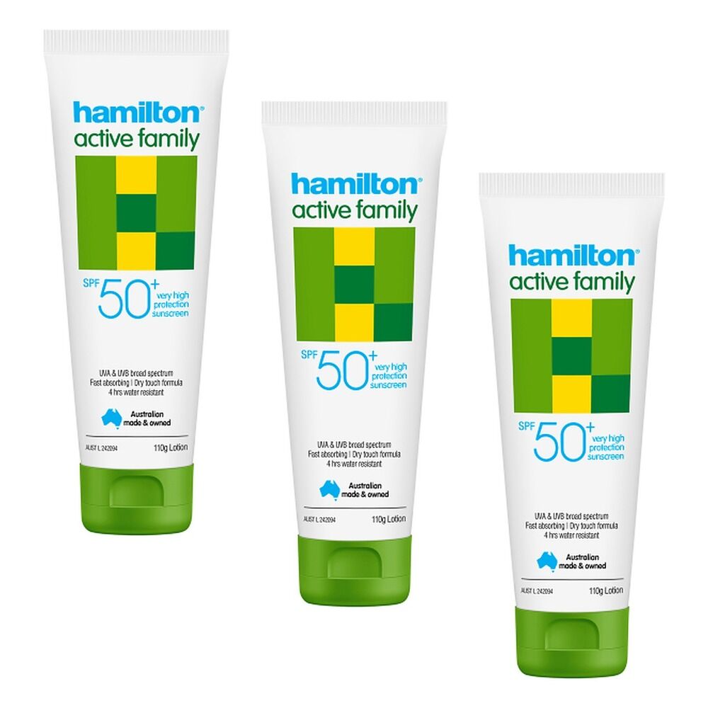Hamilton Active Family Lotion SPF 50+ 110g Pack of 3