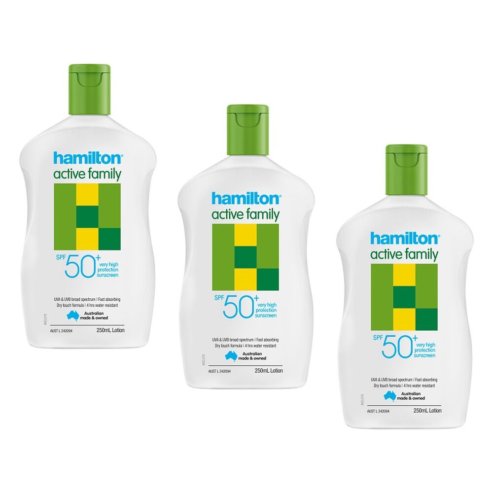 Hamilton Active Family Lotion SPF 50+ 250mL Pack of 3