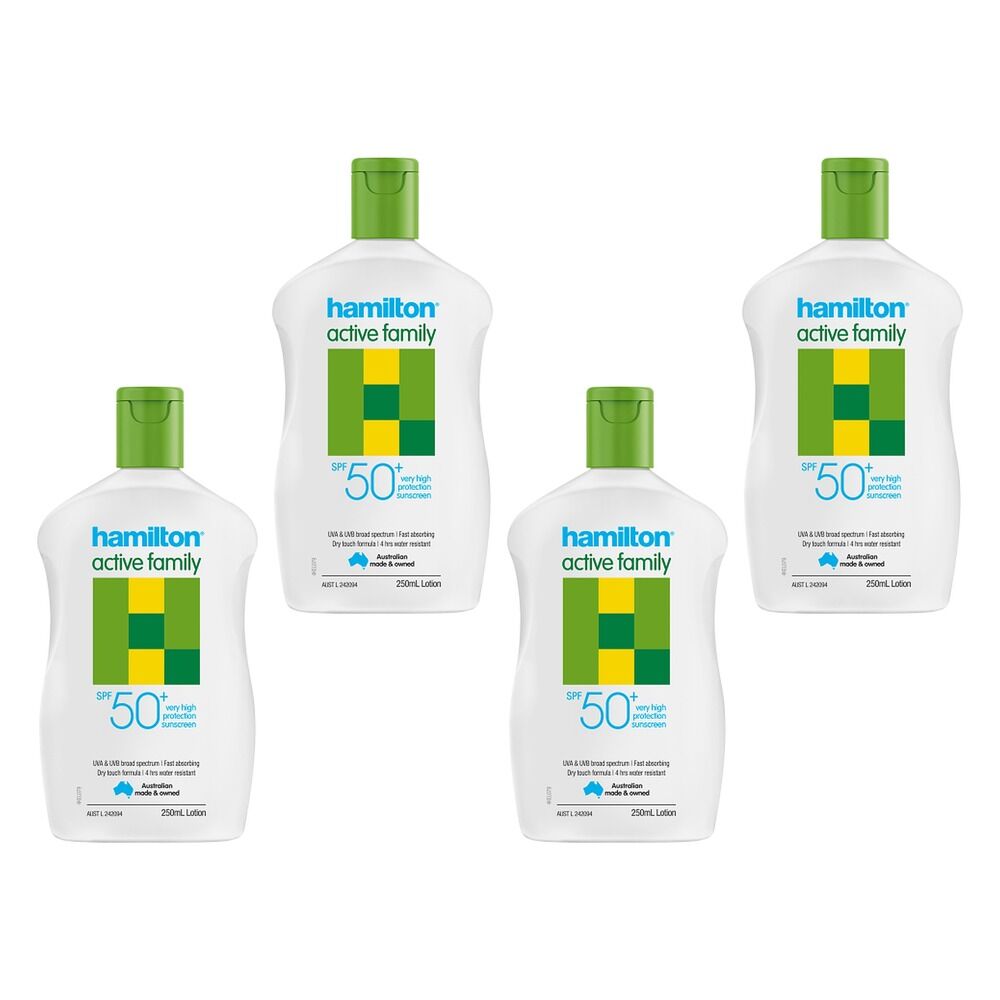 Hamilton Active Family Lotion SPF 50+ 250mL Pack of 4