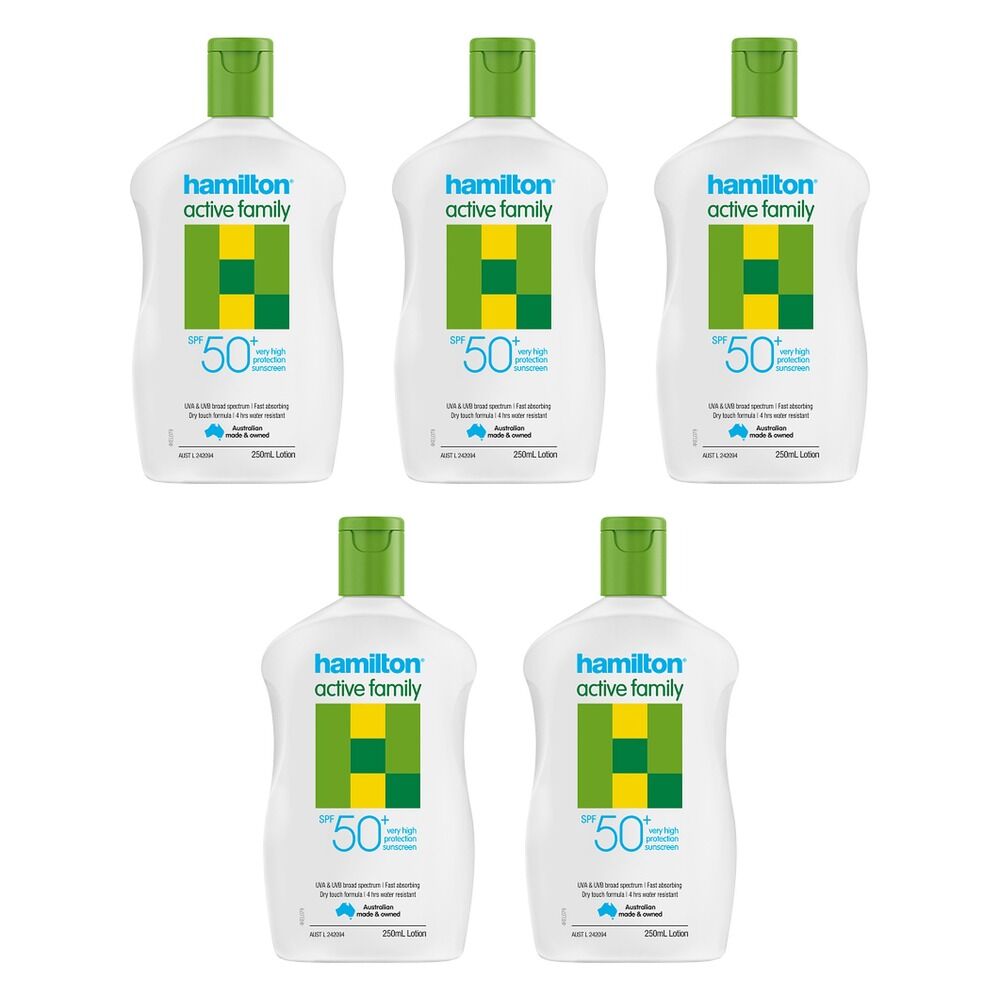 Hamilton Active Family Lotion SPF 50+ 250mL Pack of 5