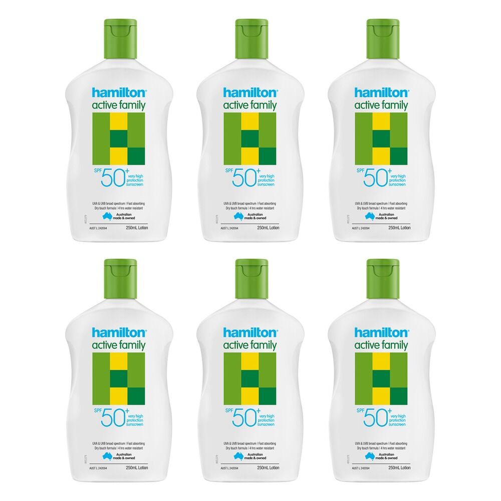 Hamilton Active Family Lotion SPF 50+ 250mL Pack of 6