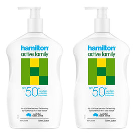 Hamilton Active Family Lotion SPF 50+ 500mL Pack of 2