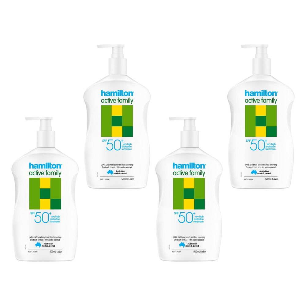Hamilton Active Family Lotion SPF 50+ 500mL Pack of 4