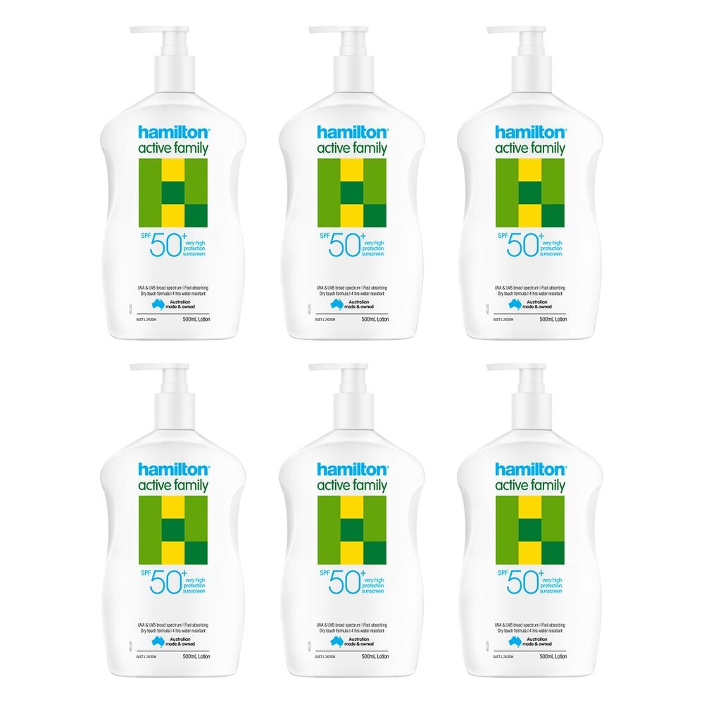 Hamilton Active Family Lotion SPF 50+ 500mL Pack of 6
