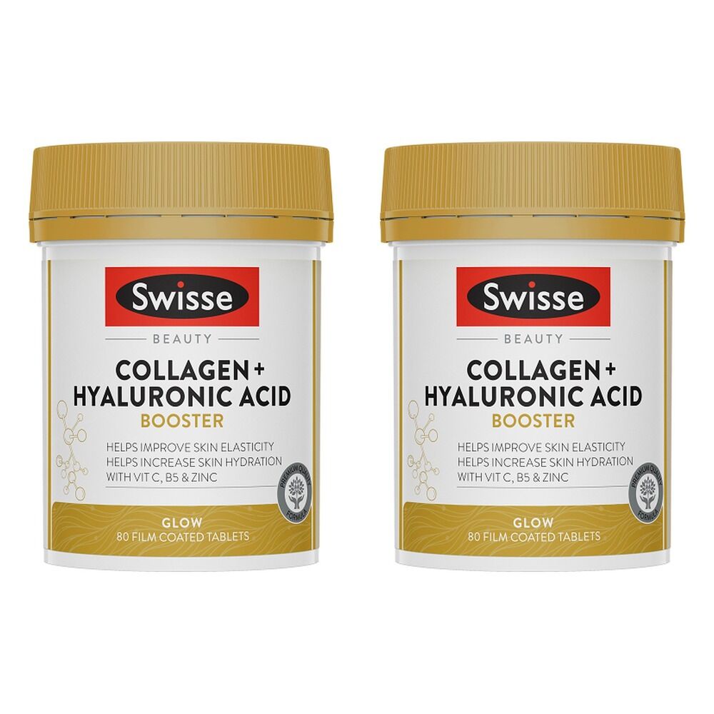 Swisse Beauty Collagen + Hyaluronic Acid Booster 80 Tablets Pack of 2