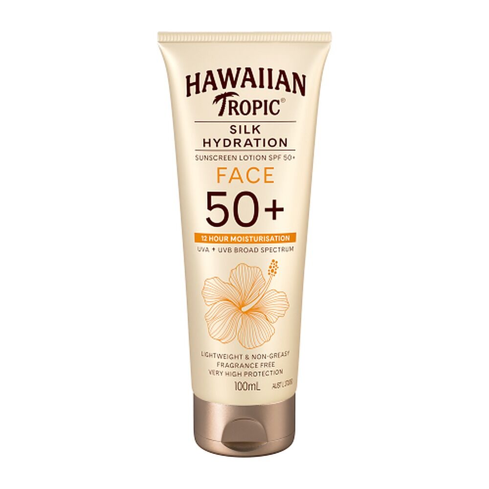 Hawaiian Tropic Silk Hydration Fragrance Free Face Sunscreen SPF50+ 100mL