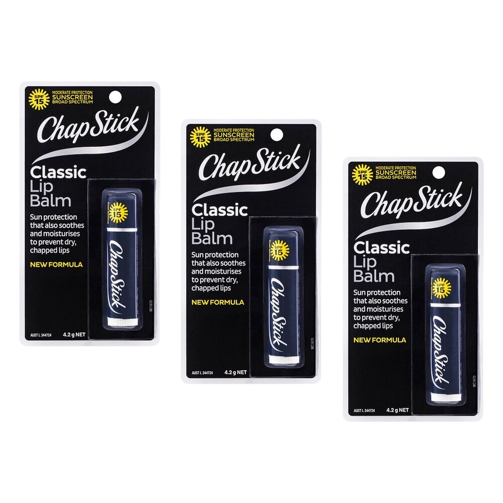 Chapstick Classic Lip Balm SPF15 4.2g Pack of 3
