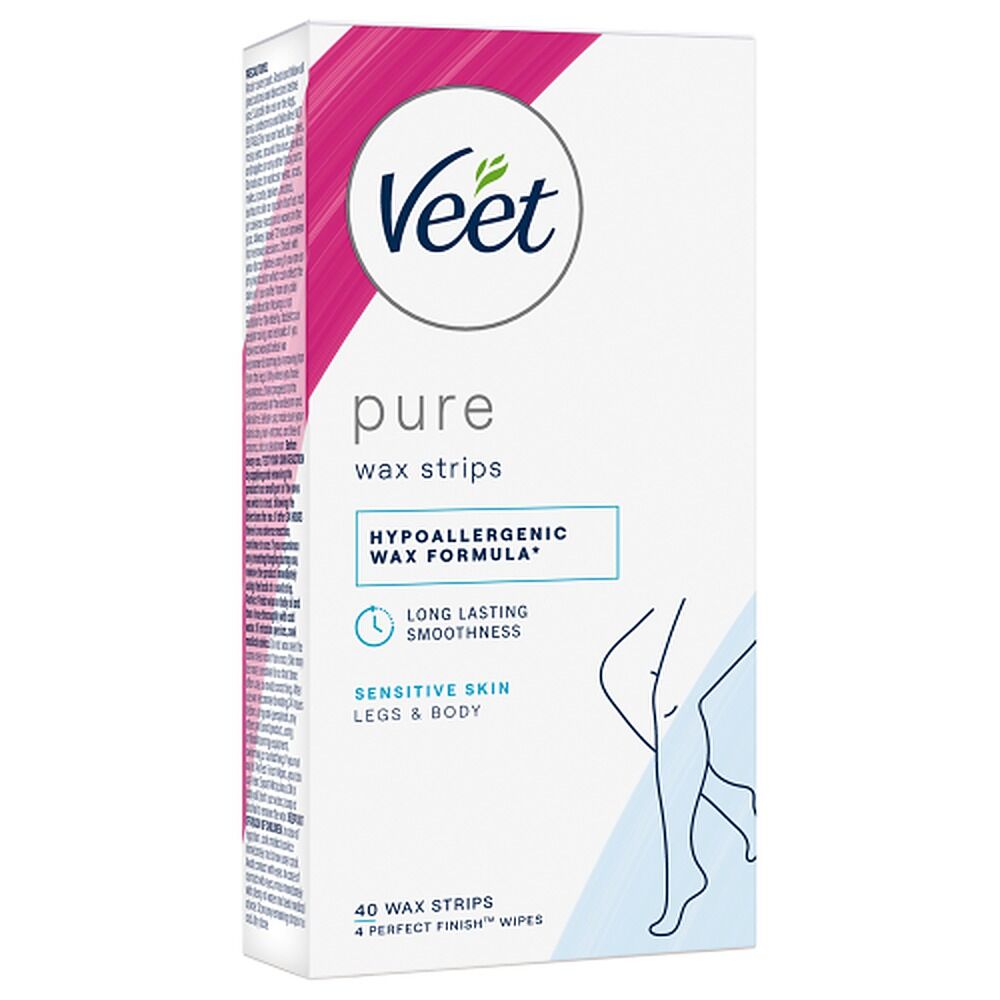 Veet PURE Cold Wax Strips Legs & Body Sensitive Skin 40 Pack