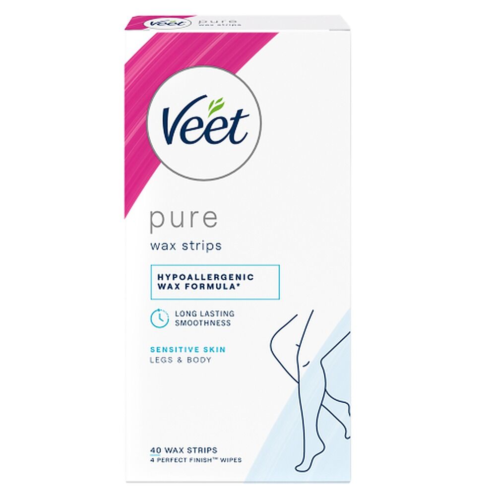 Veet PURE Cold Wax Strips Legs & Body Sensitive Skin 40 Pack