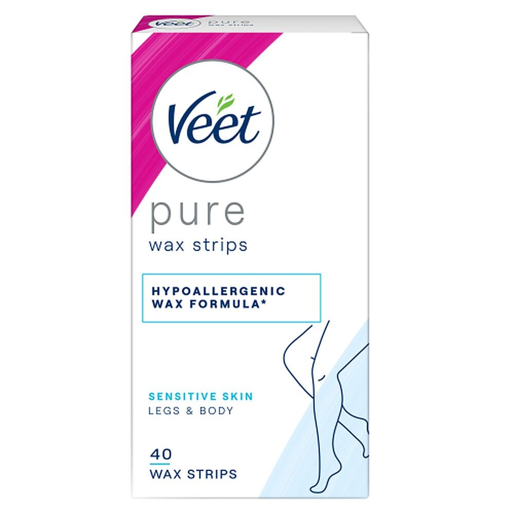 Veet PURE Cold Wax Strips Legs & Body Sensitive Skin 40 Pack