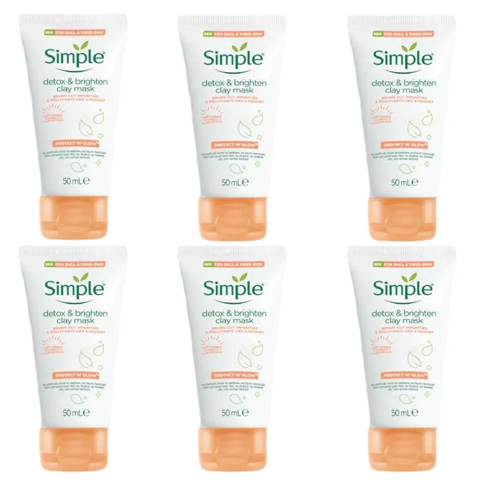 Simple Protect and Glow Detox and Brighten Clay Mask 50ml x 6 Value Pack