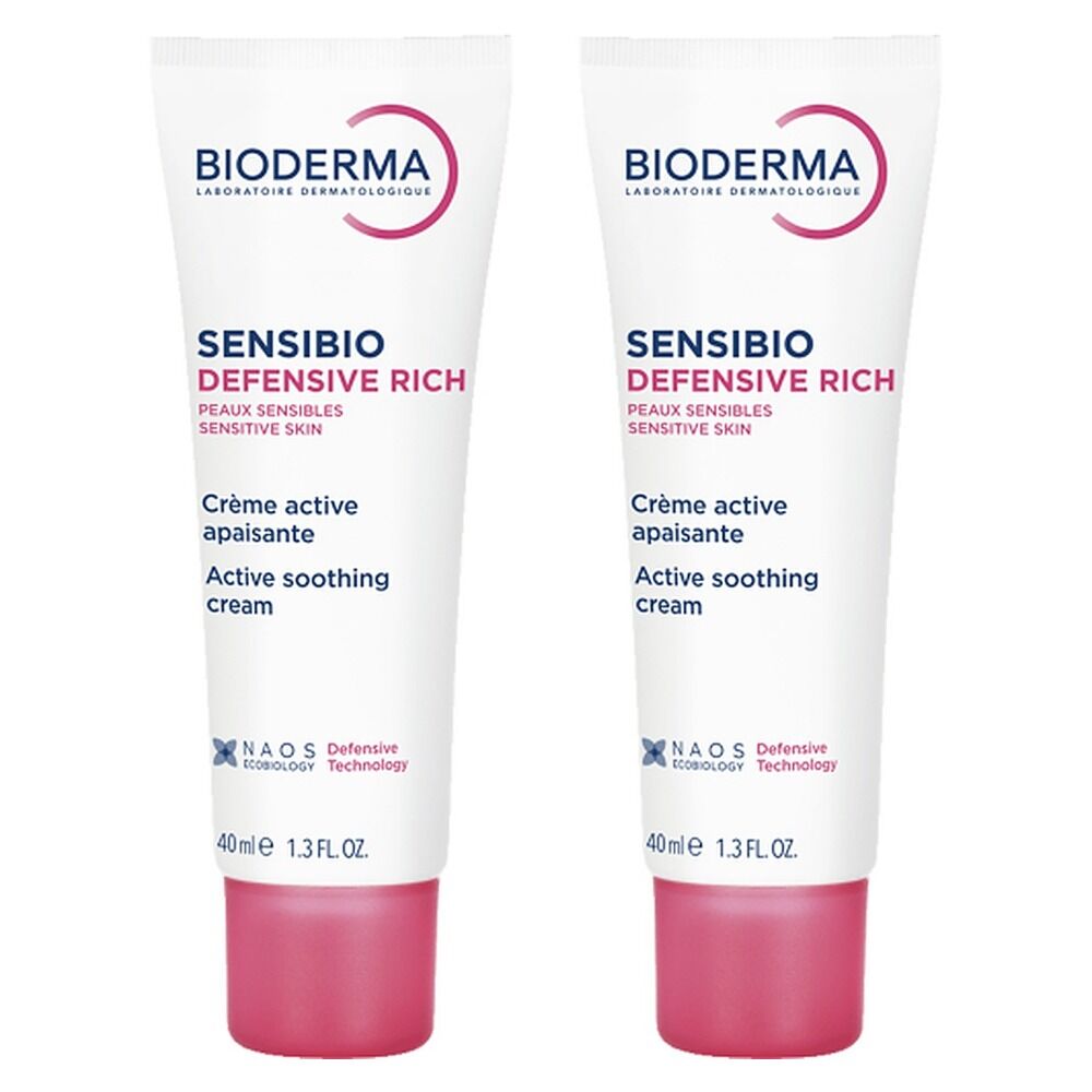 Bioderma Sensibio Ultra-Nourishing Defensive Rich Moisturiser 40mL Pack of 2