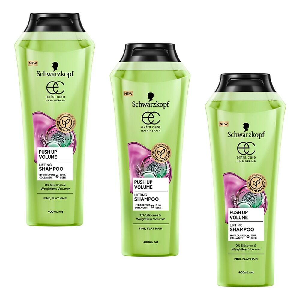 Schwarzkopf Extra Care Push Up Volume Lifting Shampoo 400mL Pack of 3