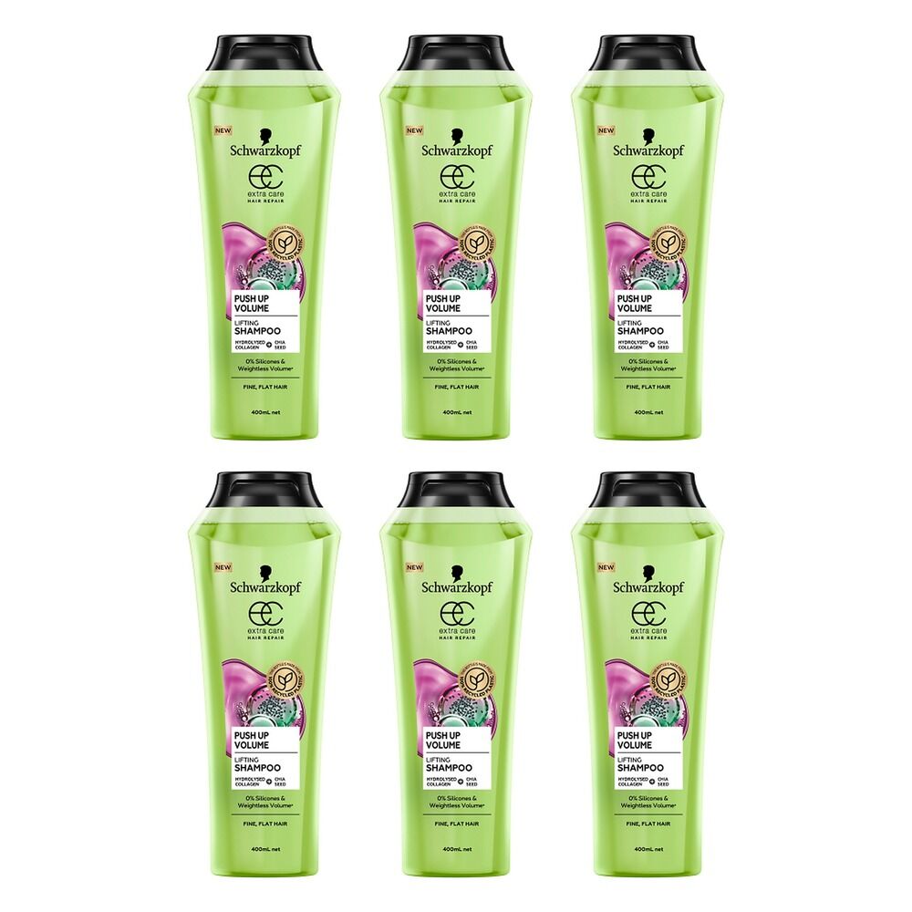 Schwarzkopf Extra Care Push Up Volume Lifting Shampoo 400mL Pack of 6