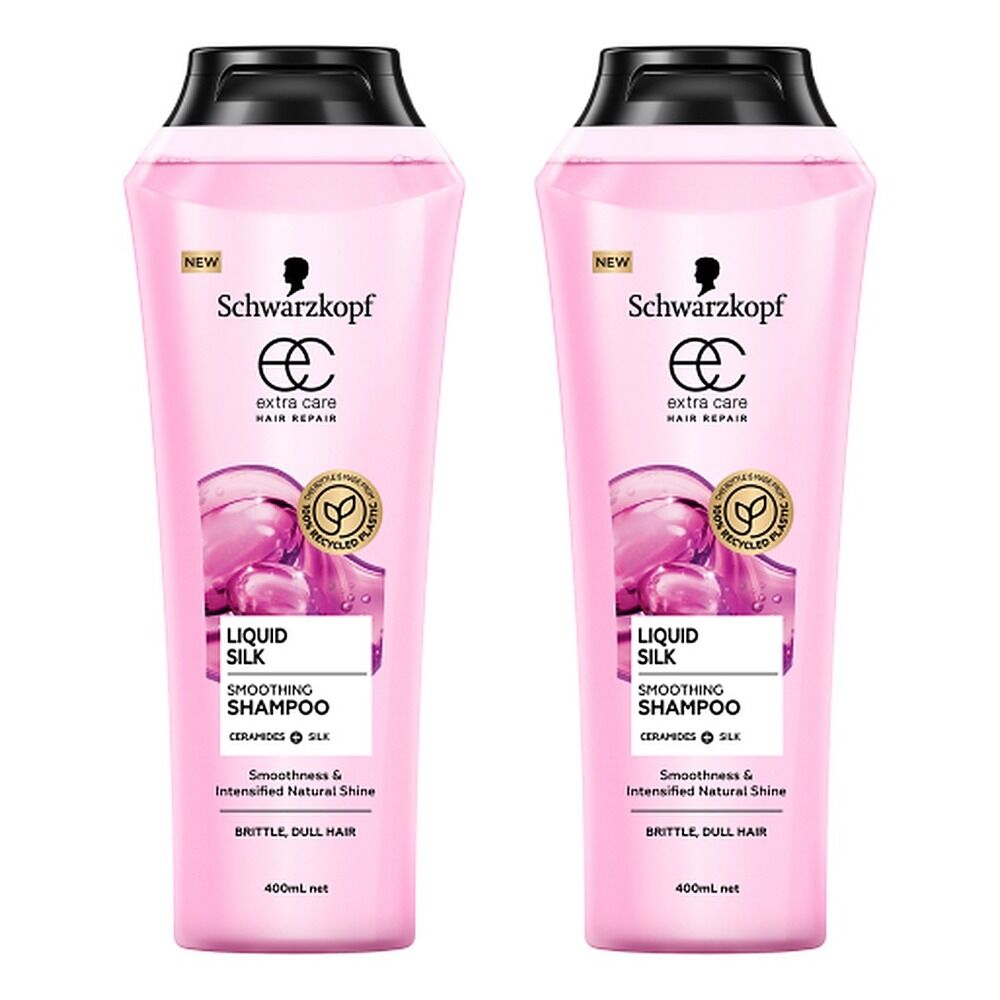 Schwarzkopf Extra Care Liquid Silk Smoothing Shampoo 400mL Pack of 2