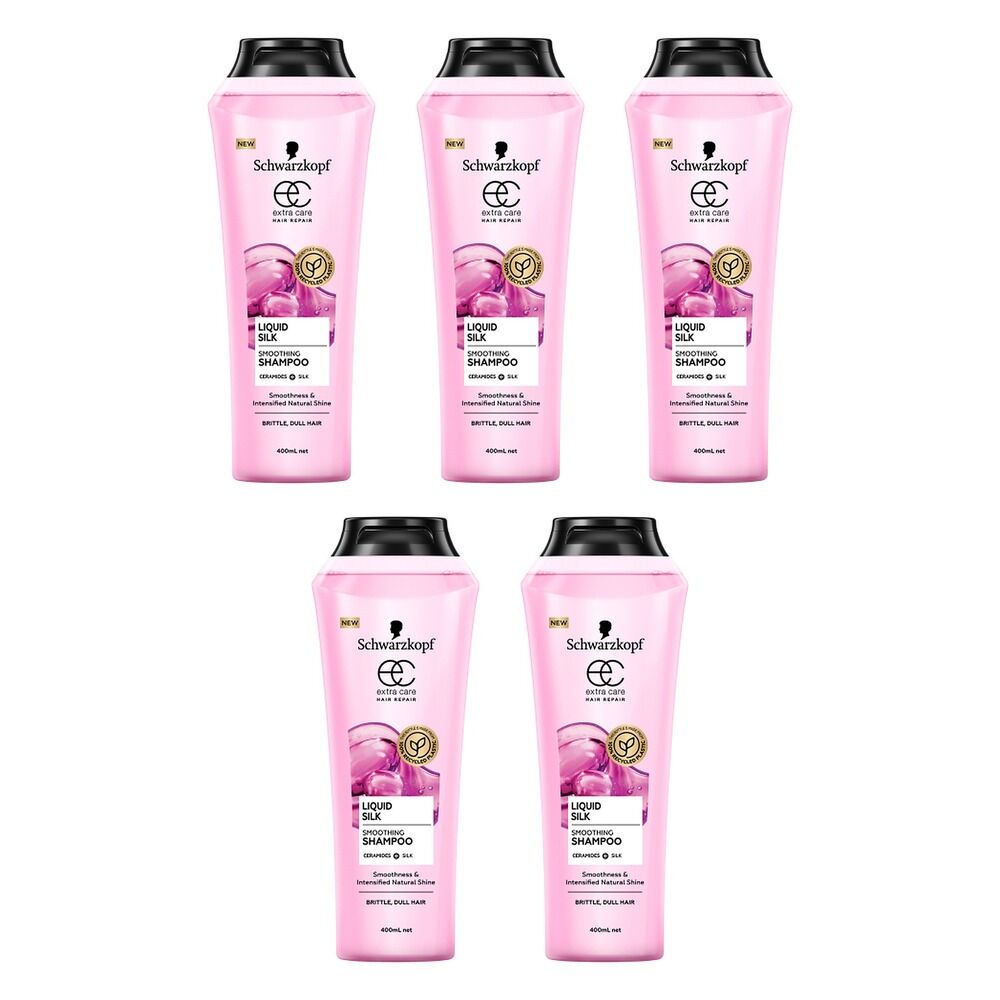 Schwarzkopf Extra Care Liquid Silk Smoothing Shampoo 400mL Pack of 5