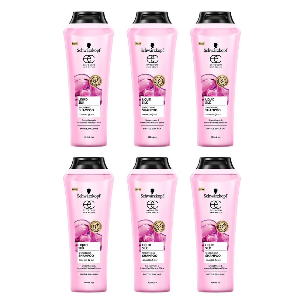 Schwarzkopf Extra Care Liquid Silk Smoothing Shampoo 400mL Pack of 6